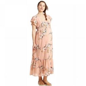 Isabel Maternity Floral Short Sleeve Smocked Maxi Dress Size XXL